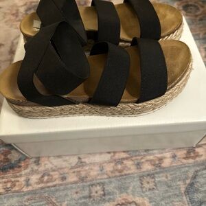 Steve Madden Women's Kimmie Espadrille Black Sandals Elastic Black Size 7